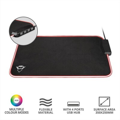 TRUST - GXT765 GLIDE FLEX RGB MOUSEPAD-Black RGB