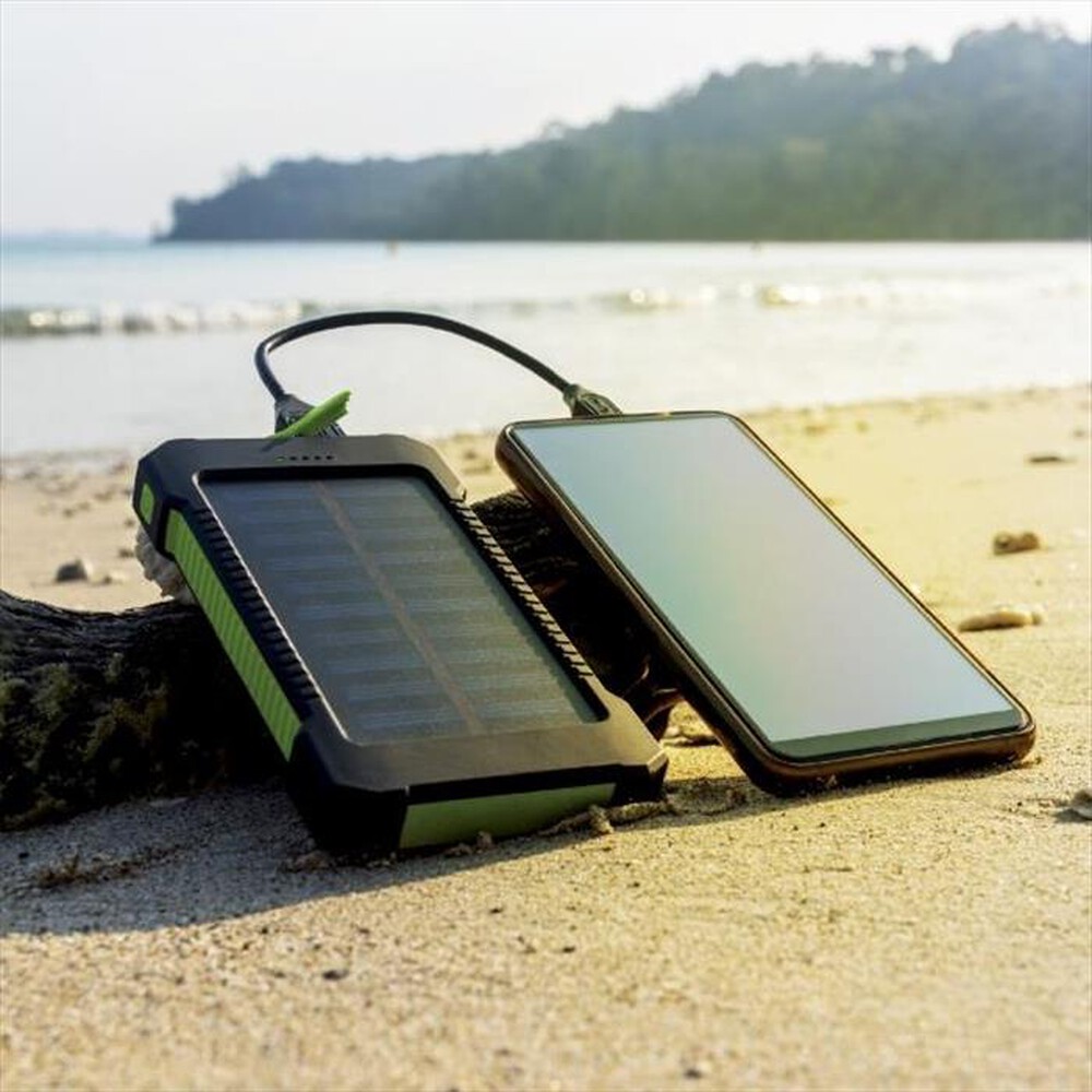 "ISNATCH - S10 - POWER BANK A ENERGIA SOLARE 10000MAH-Nero/Verde"