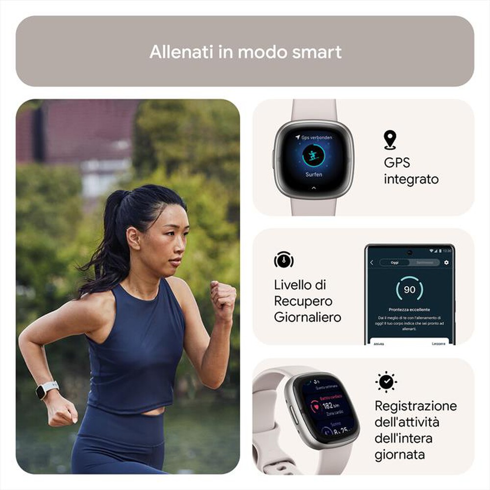 "FITBIT - SENSE 2 - FB521SRWT-BIANCO LUNARE/ALL GRIG"