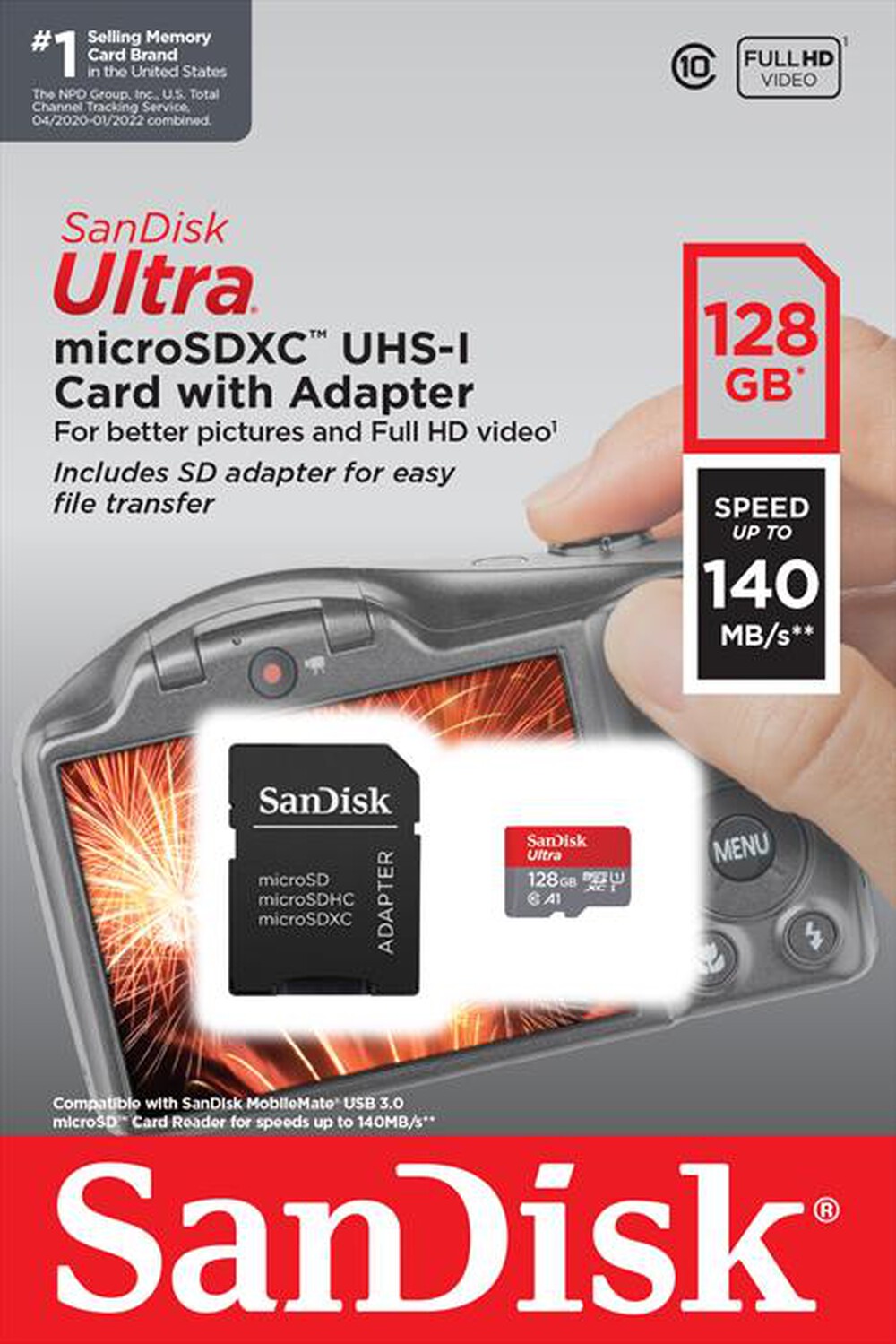 "SANDISK - MICROSD ULTRA A1 128GB + ADATT"