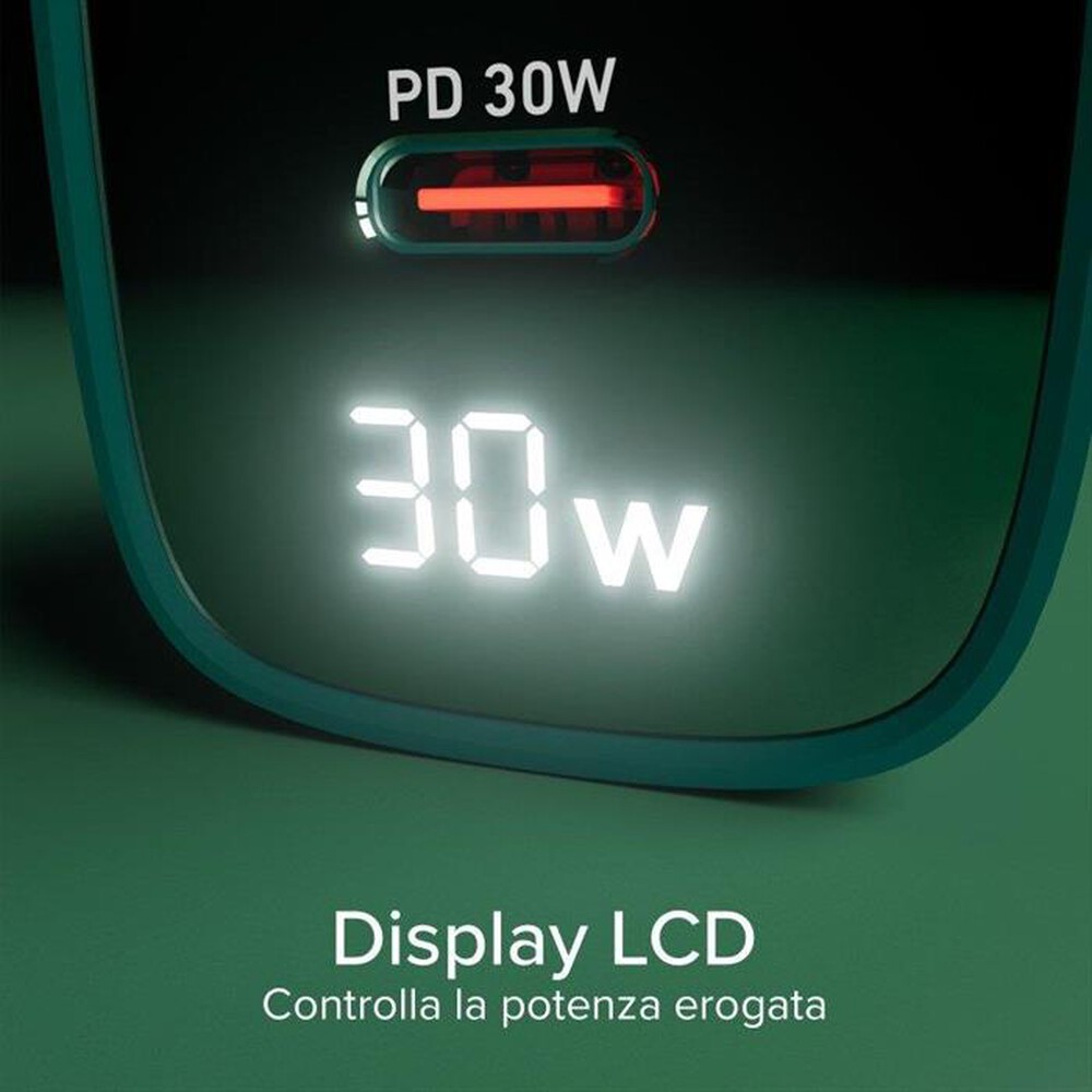Immagine del prodotto SBS - Caricabatterie da muro TETRGANLCD1USB1C30G-Verde