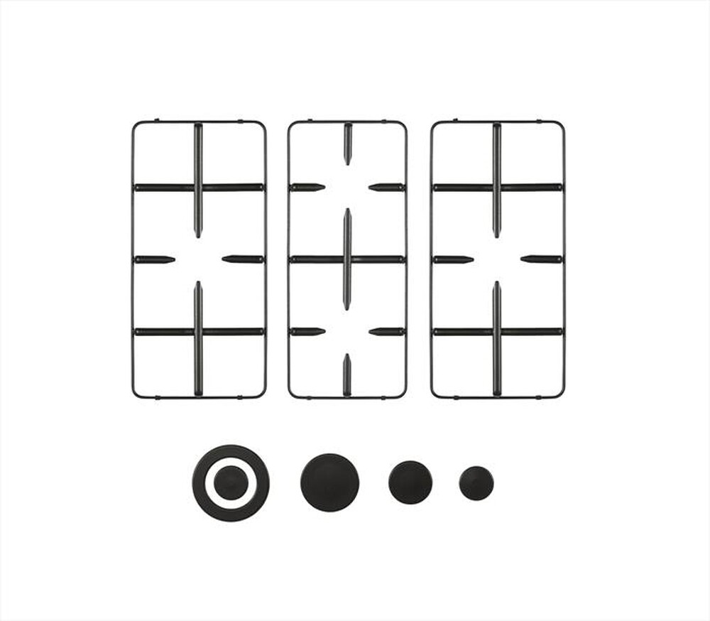 "GLEM GAS - 9N68MAT Kit 3 griglie + coprispartifiamma-nero"