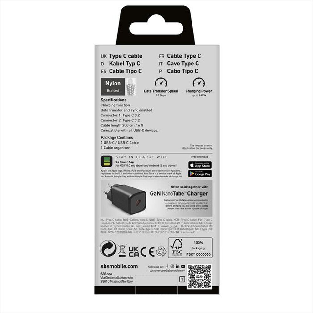 "SBS - Cavo cordonato TECABLETISSUETCC240G-Grigio"