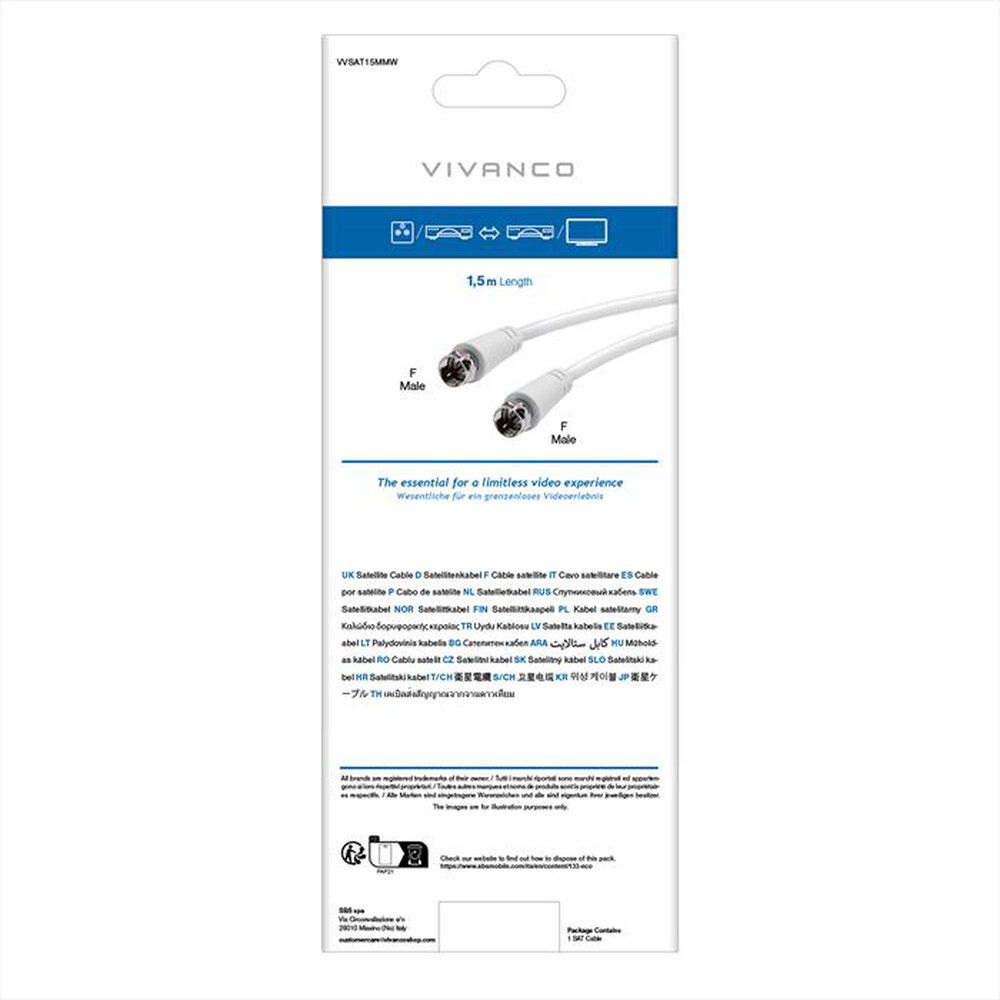 Immagine del prodotto SBS - Receiver connection,F plug.F plug.1,5m-Bianco