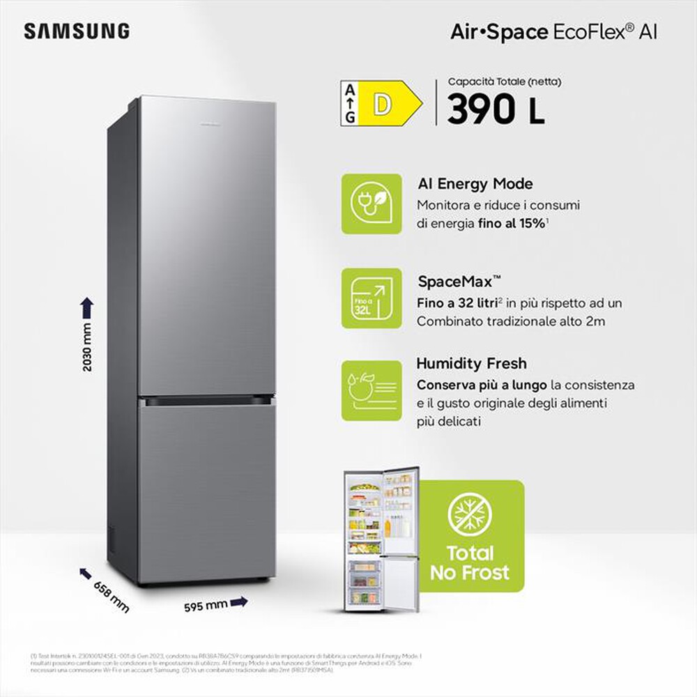 Immagine del prodotto SAMSUNG - Frigorifero combinato RB38C600DSA/EF ClasseD 390lt-SILVER INOX