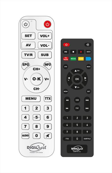 Compatible Nouvelle Norme TNT HD Décodeur TV Terrestre Digiquest DGQ990 HD - DVB-T2/HEVC - Enregistrement PVR - Double Télécommande Tnt Decodeur Tv