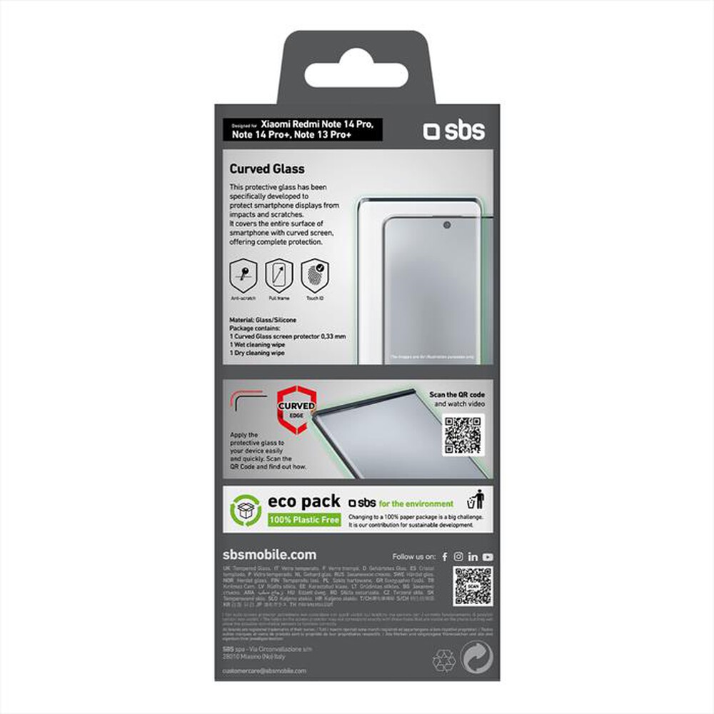 Immagine del prodotto SBS - 4D Glass per Xiaomi Redmi Note 14 Pro-Nero
