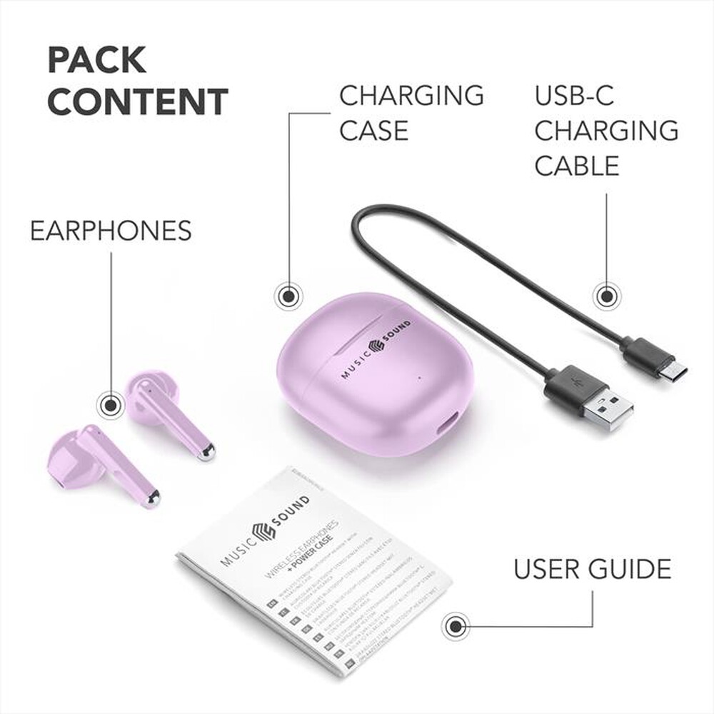 Immagine del prodotto MUSIC SOUND - Auricolare Bluetooth a capsula BREEZE-Rosa