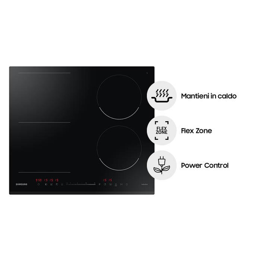 "SAMSUNG - Piano cottura induzione NZ64R3747BK/UR 56 cm-VETROCERAMICA NERO"