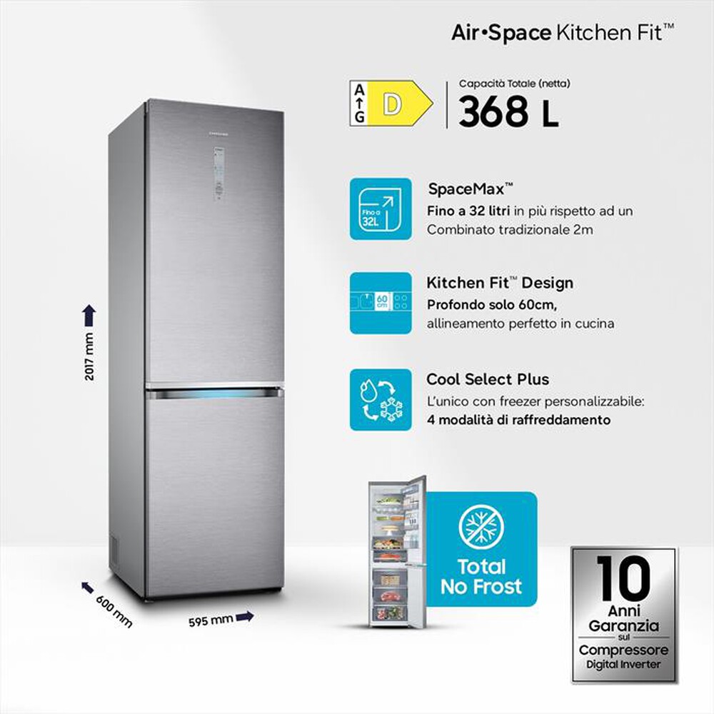 Immagine del prodotto SAMSUNG - Frigorifero combinato RB36R8839SR/EF Classe D 356l-INOX SPAZZOLATO