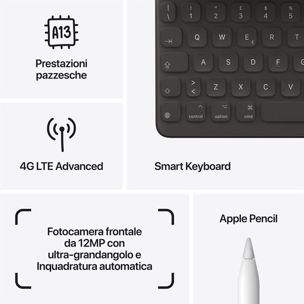 "APPLE - iPad 10.2\" Wifi+Cellular 256GB-Argento"