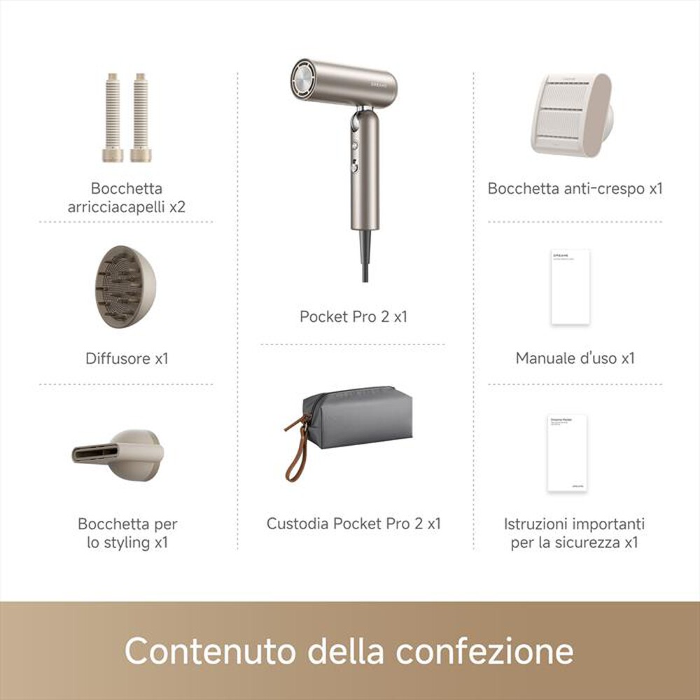 Immagine del prodotto DREAME - Asciugacapelli POCKET PRO 2 HAIR DRYER-Gold