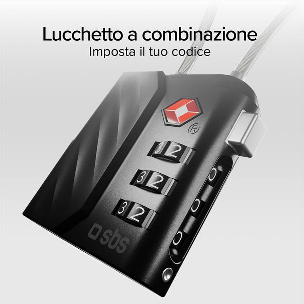 Immagine del prodotto SBS - Lucchetto TSA con localizzatore integrato-Nero