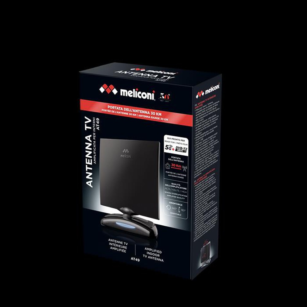 "MELICONI - AT49 - ANTENNA DA INTERNI AMPLIFICATA 49 DB-Nero"