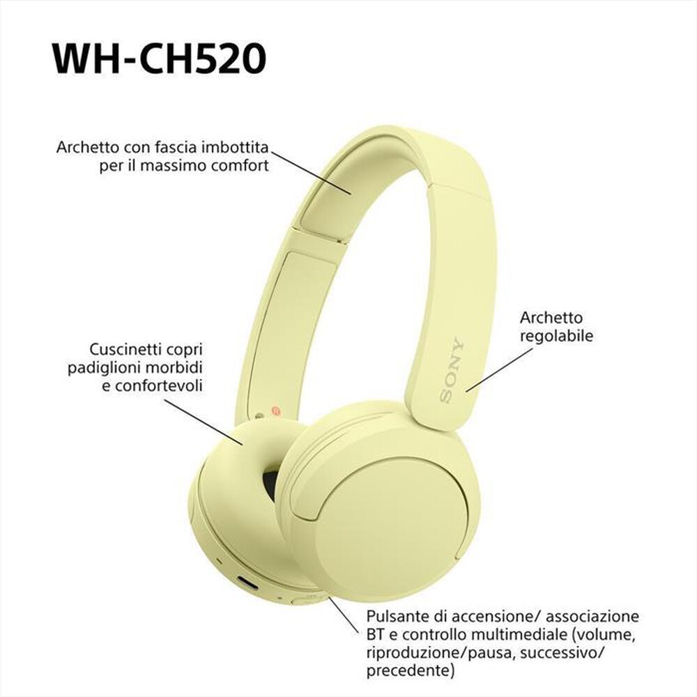 Immagine del prodotto SONY - Cuffie Bluetooth On ear WHCH520Y.CE7-Giallo