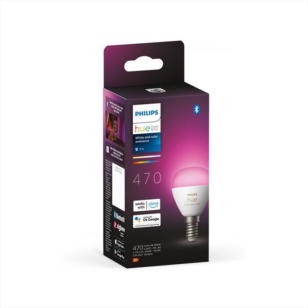 Immagine del prodotto PHILIPS - HUE WHITE AND COLOR AMBIANCE SFERA E14 40W-Bianco
