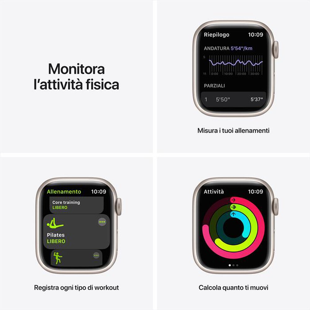 "APPLE - Watch NIKE Series 7 GPS+Cellular 41 Allu-Galassia Sport PlatinoPuroNero"