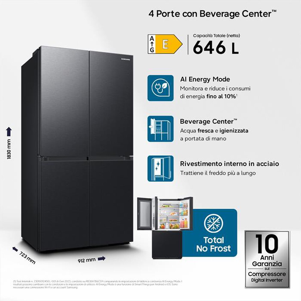 Immagine del prodotto SAMSUNG - Frigorifero multidoor RF65DG960EB1EF Classe E 646l-Antracite