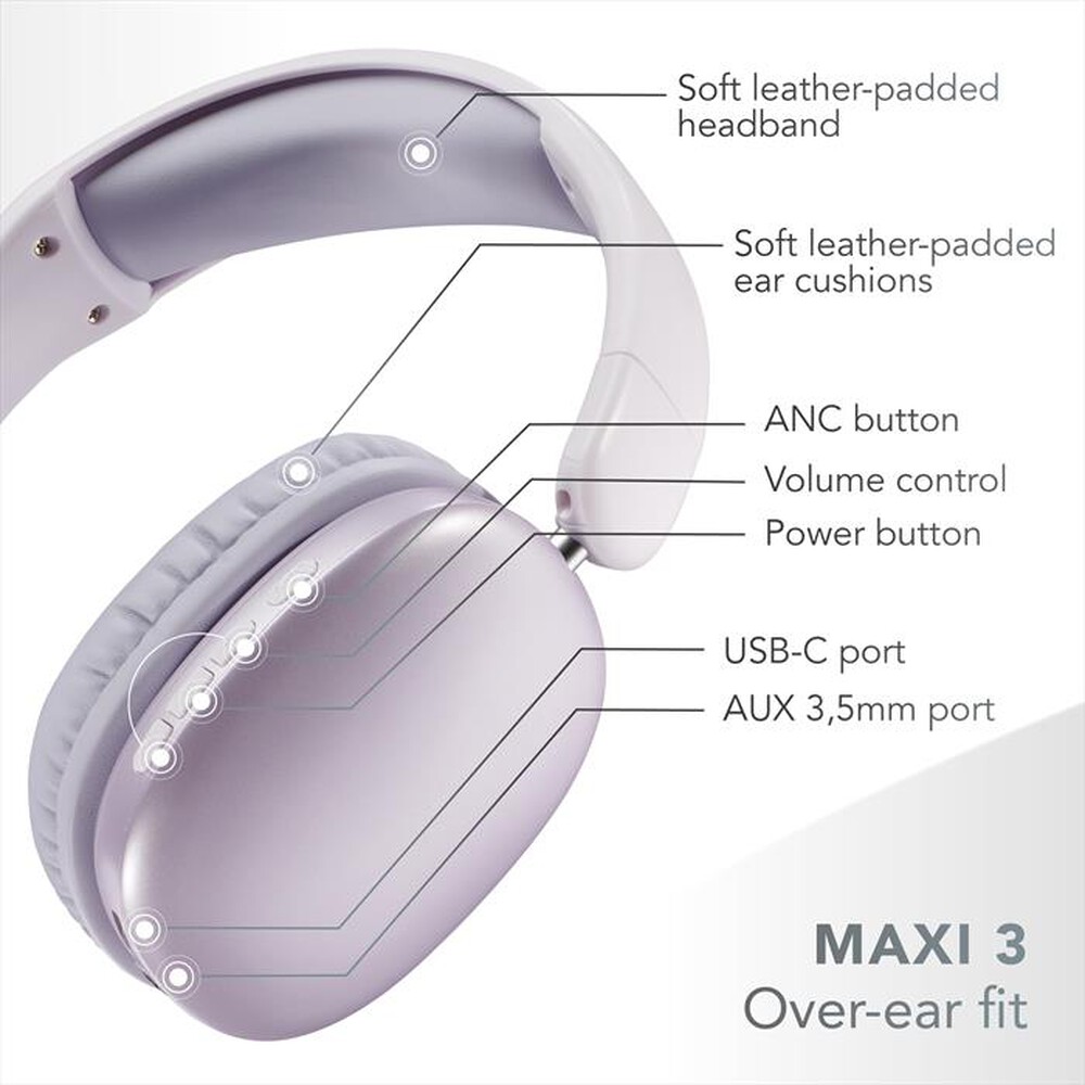 Immagine del prodotto MUSIC SOUND - Cuffie wireless over-ear MAXI3-Purple