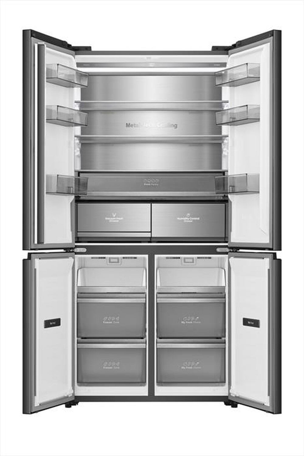 "HISENSE - Frigorifero 4 porte RQ768N4GBE Classe E 591 lt-Black Glass"