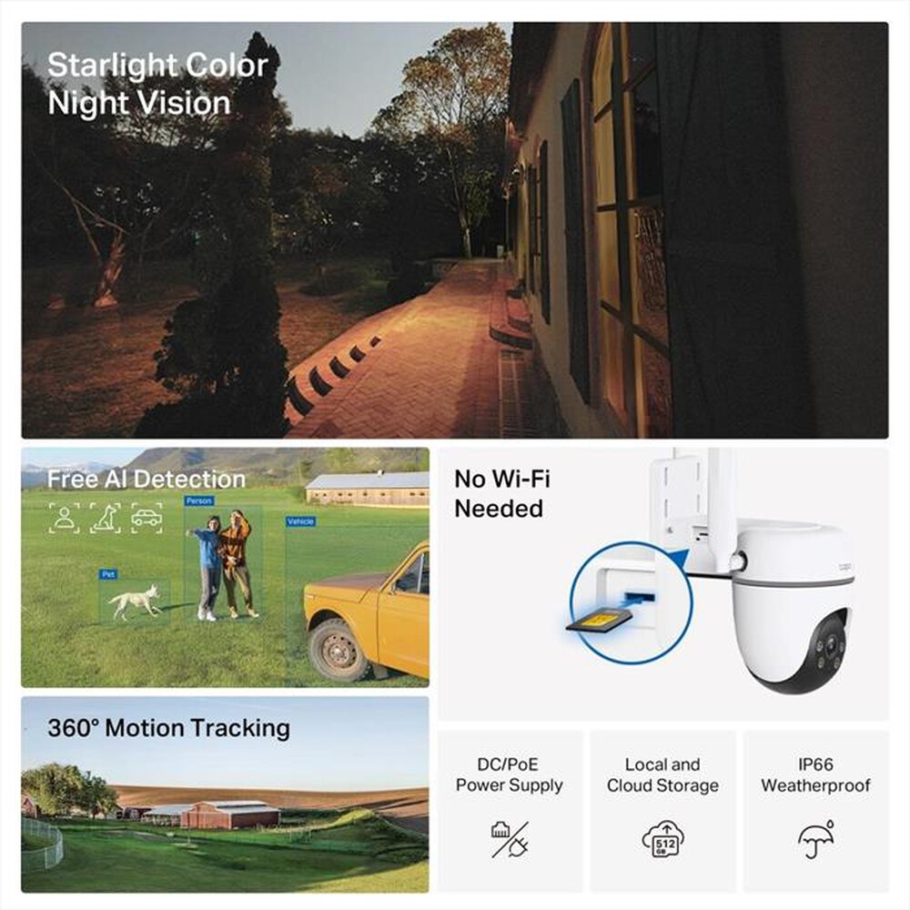"TP-LINK - TW40GW TELECAMERA PAN/TILT OUTDOOR 4G LTE-Bianco"