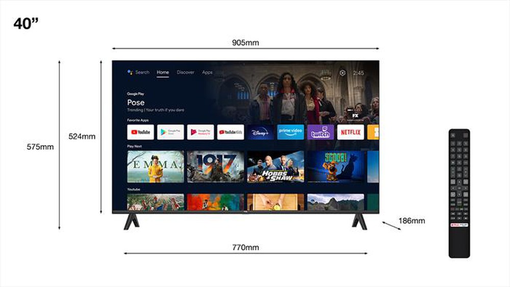 "TCL - Smart TV LED FHD 40\" 40S5400A DOLBY ANDROID TV-Argento"