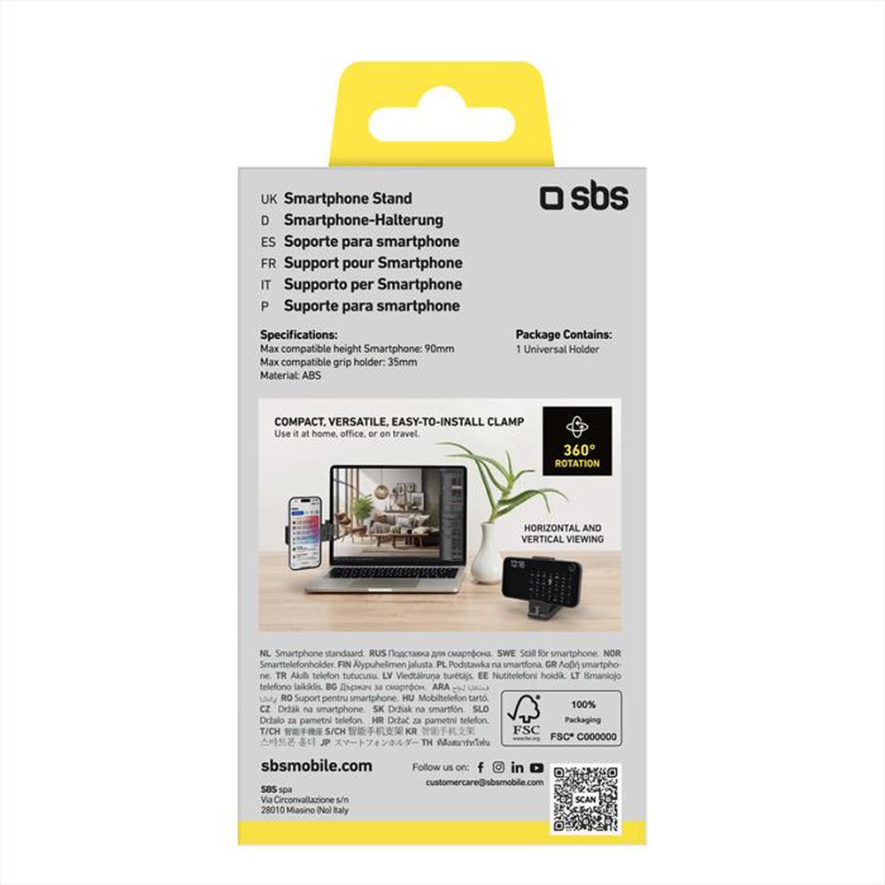 Immagine del prodotto SBS - Supporto smartphone per sedili e laptop TESUPPTRAV-Nero