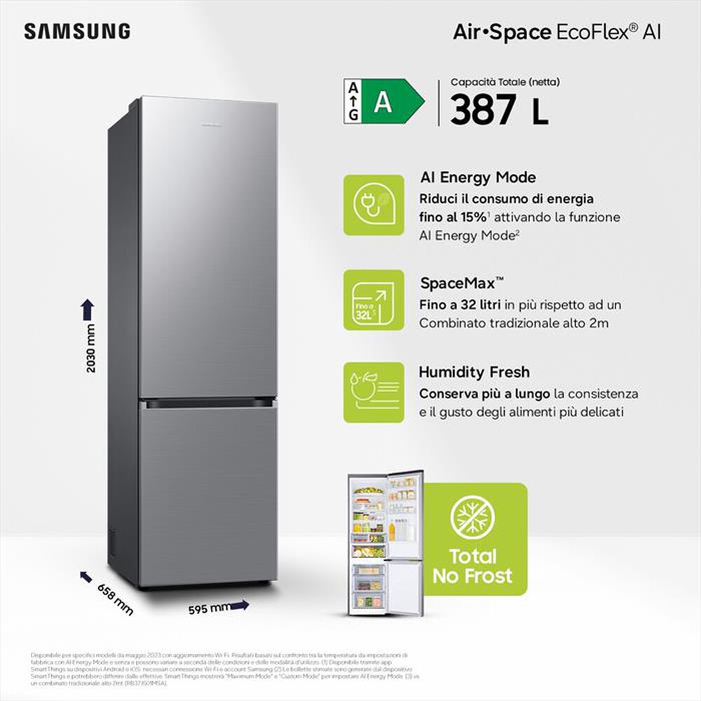 Immagine del prodotto SAMSUNG - Frigorifero combinato RB38C607AS9/EF Classe A-METAL INOX