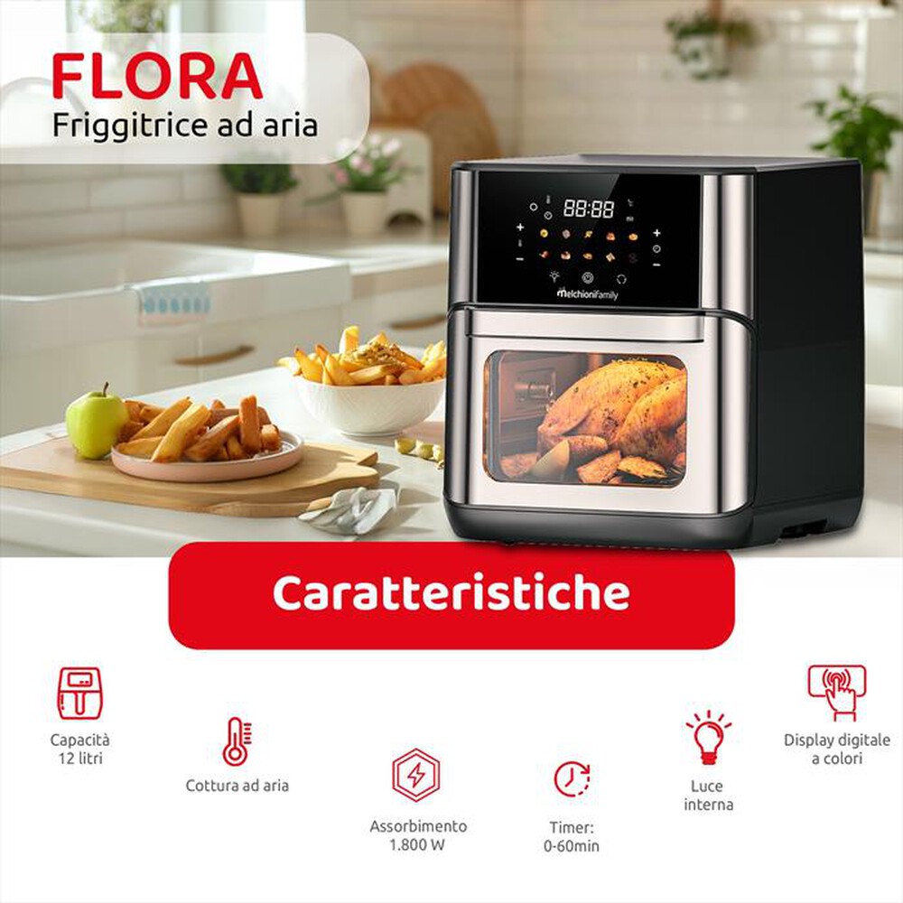 Immagine del prodotto MELCHIONI FAMILY - Friggitrice ad Aria 12L FLORA-Silver / Plastica