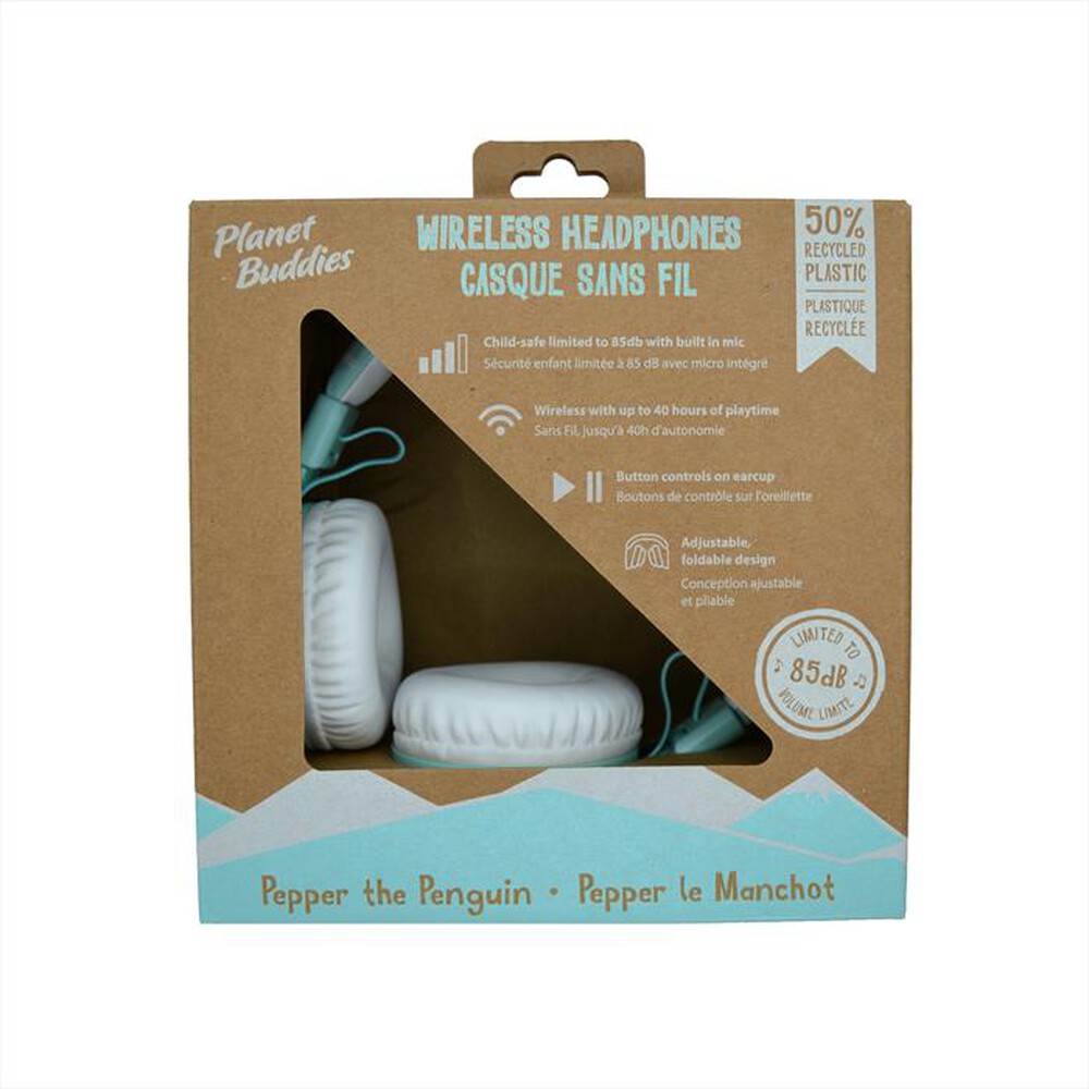 "PLANET BUDDIES - Cuffie wireless PEPPER THE PENGUIN-Light Blue - Azzurro"
