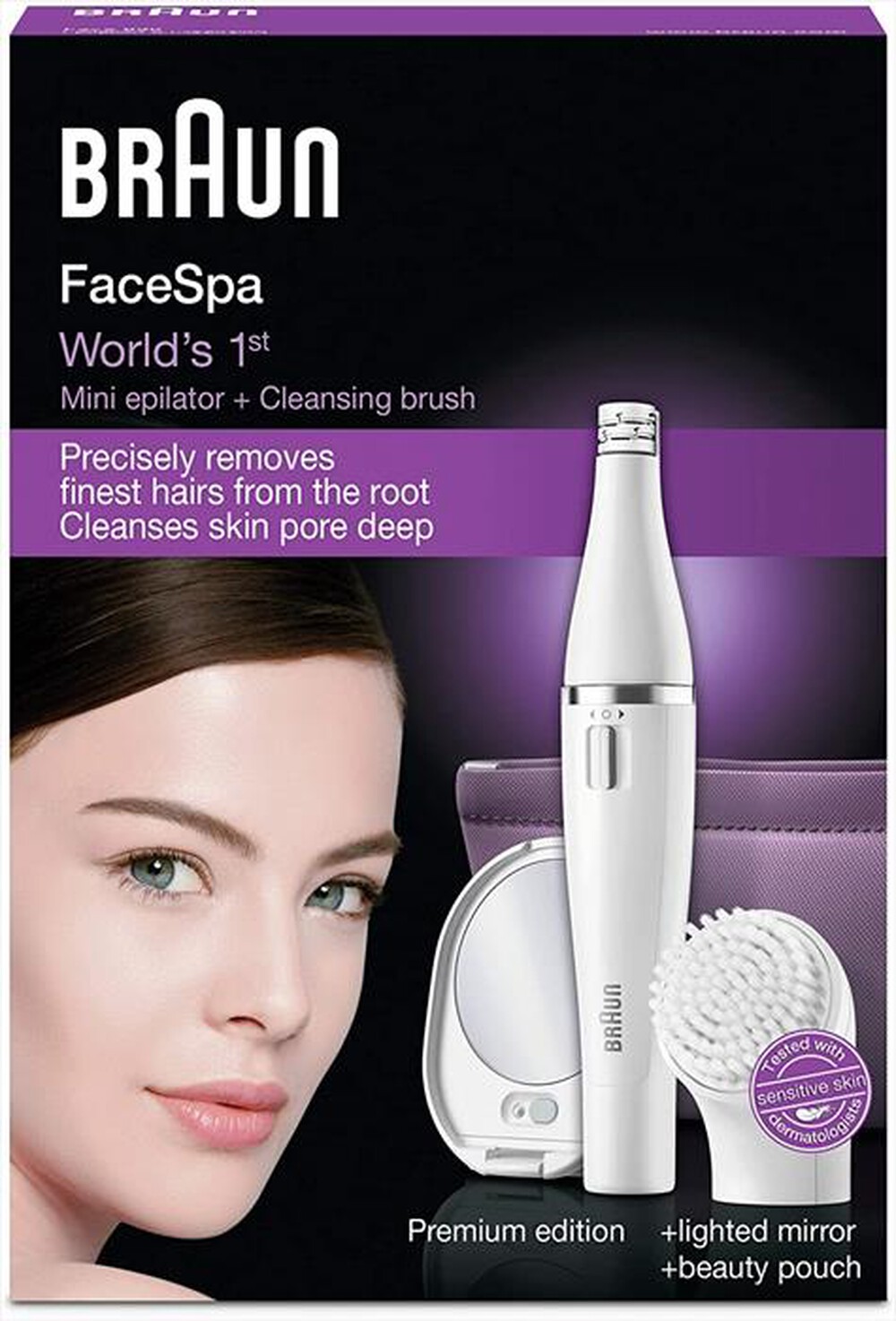 "BRAUN - Face 830  miniepilatore + spazzola viso-Bianco"