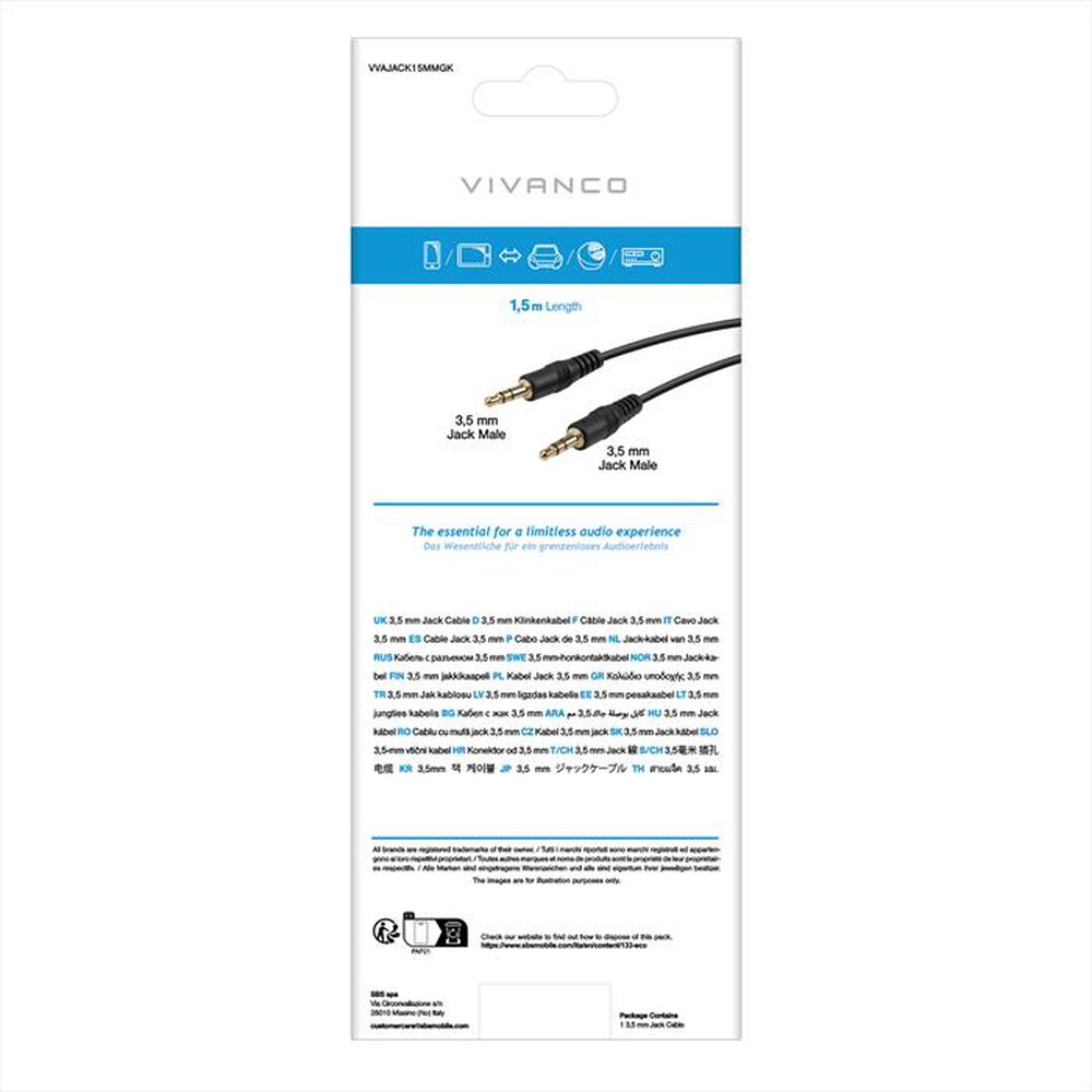 Immagine del prodotto SBS - Audio connection 3.5mm plug <-> 3.5mm plug flat-Nero