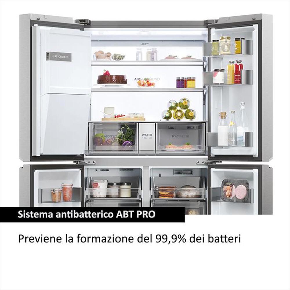 Immagine del prodotto HAIER - Frigorifero side by side HCR7918EIMP ClasseE 601lt-Platino, Acciaio inossidabile