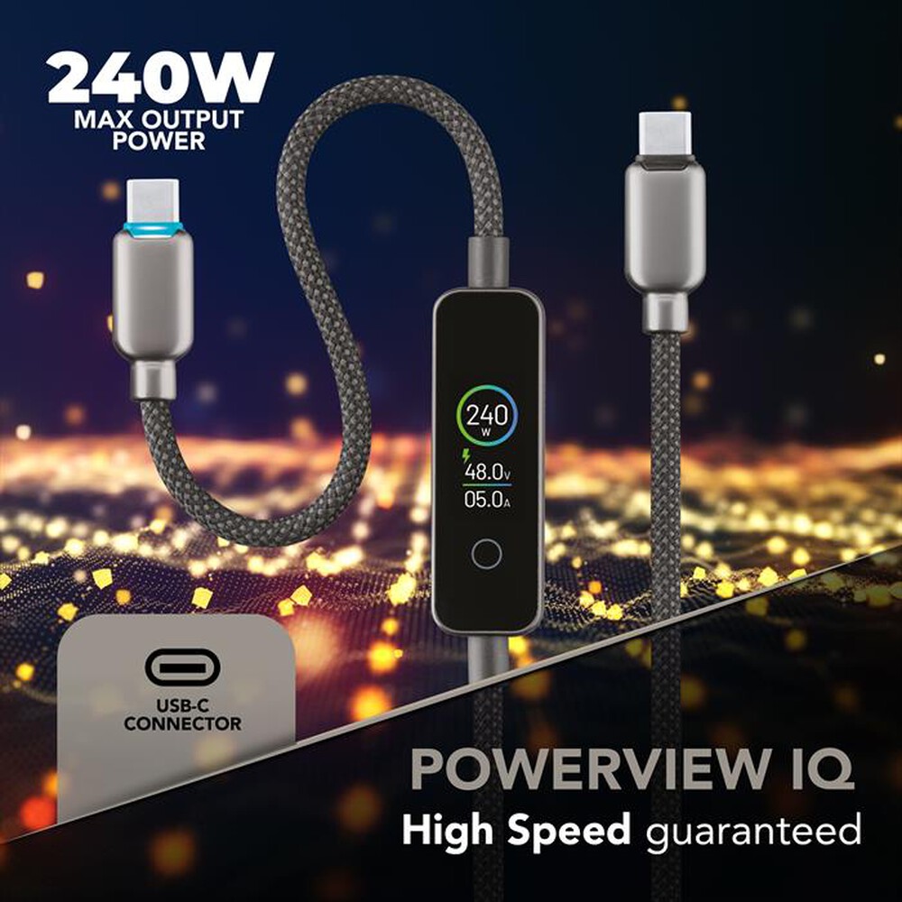 Immagine del prodotto CELLULARLINE - Cavo USB-C to USB-C POWERVIEW IQ-Nero