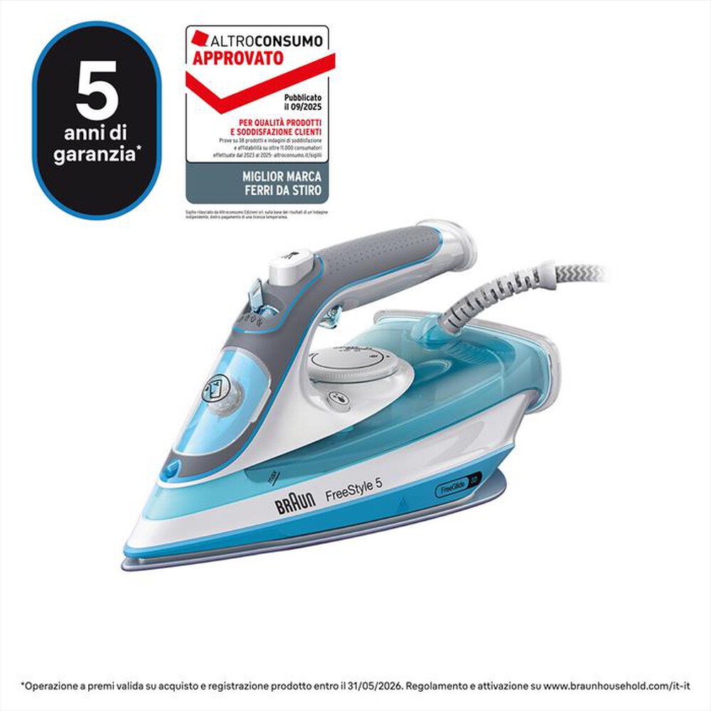 Immagine del prodotto BRAUN - FERRO A VAPORE FREESTYLE 5 SI5006BL-Bianco/Blu
