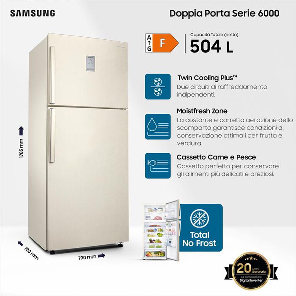 Immagine del prodotto SAMSUNG - Frigorifero 2 porte RT50K6335EF Classe F 516lt-SABBIA