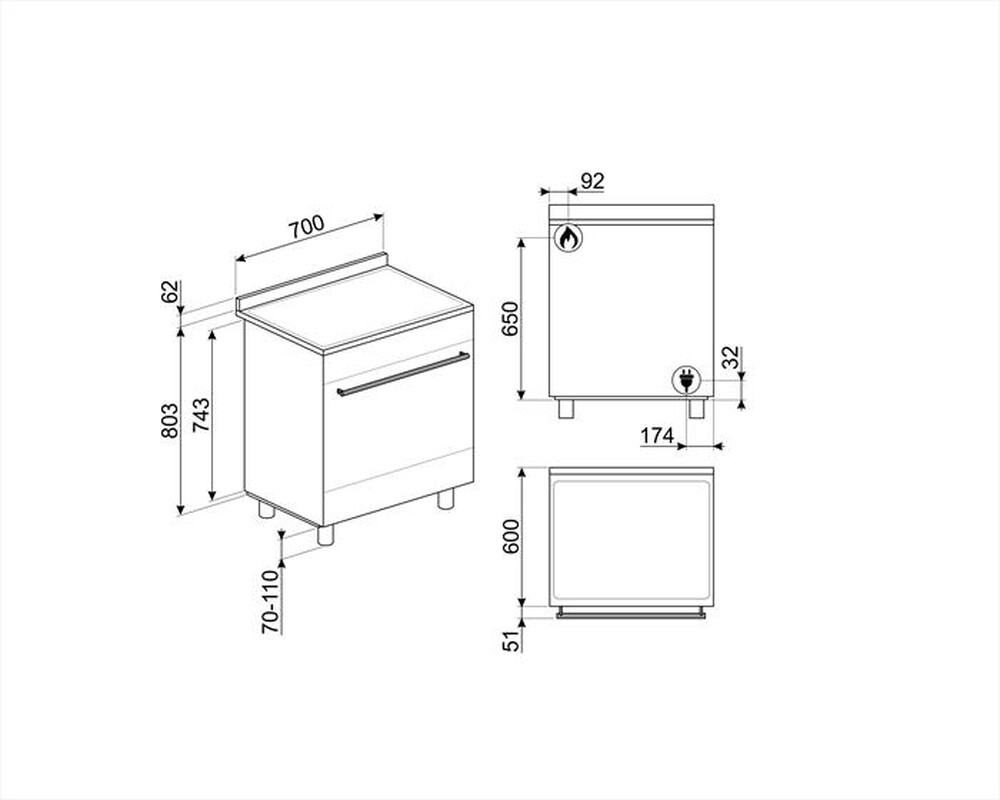 "SMEG - Cucina B71GMX2 Classe A-Inox"