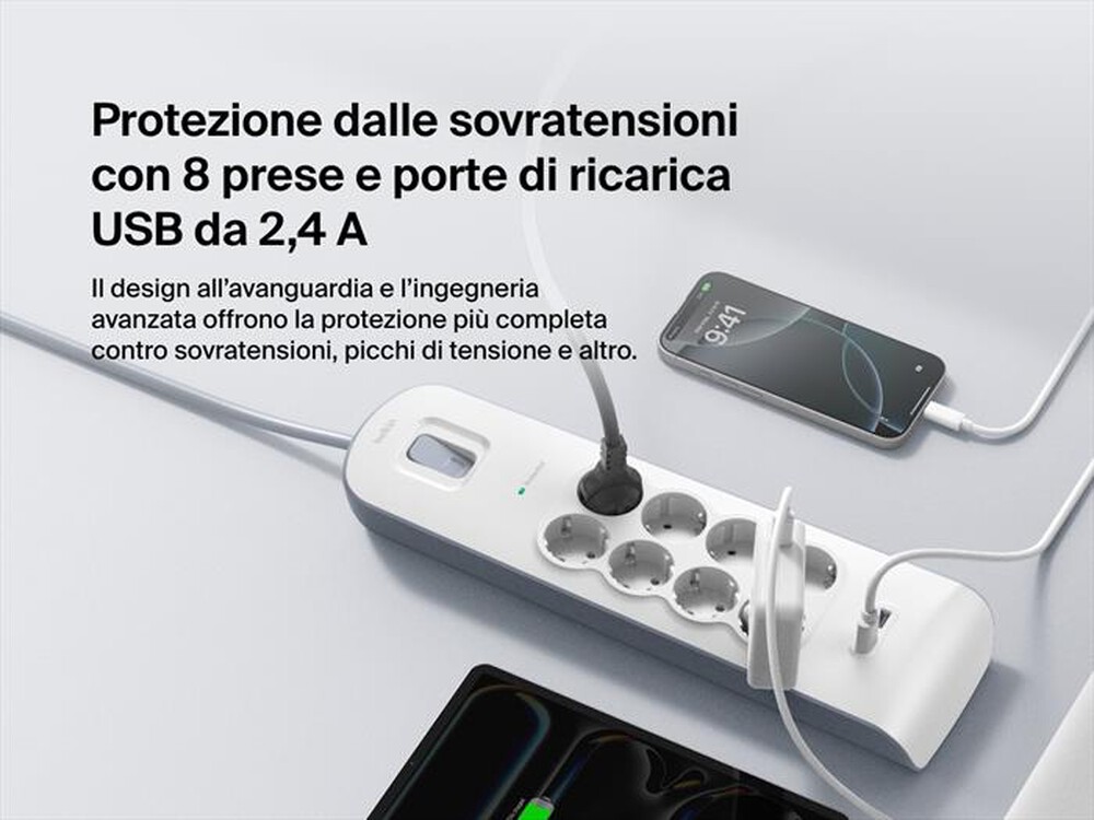 Immagine del prodotto BELKIN - Protezione dalle sovratensioni con 8 prese-Bianco