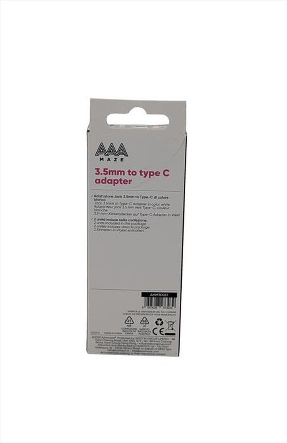 Immagine del prodotto AAAMAZE - ADATTATORE 3,5MM A USB-C (2X)-Bianco