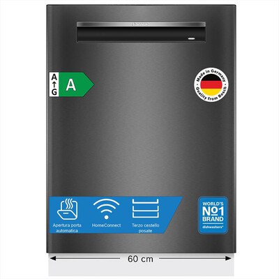 BOSCH - Lavastoviglie SMP4ECC72S Classe A 14 Coperti-Acciaio nero spazzolato