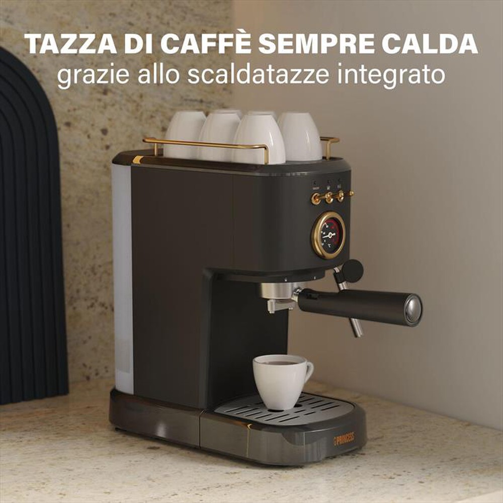 "PRINCESS - MACCHINA CAFFE' ESPRESSO 3 IN 1-Nero / Acciaio-Plastica"