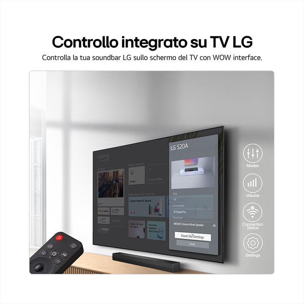 Immagine del prodotto LG - Soundbar S20A, 50W su 2,0 canali, Dolby Digital-Nero