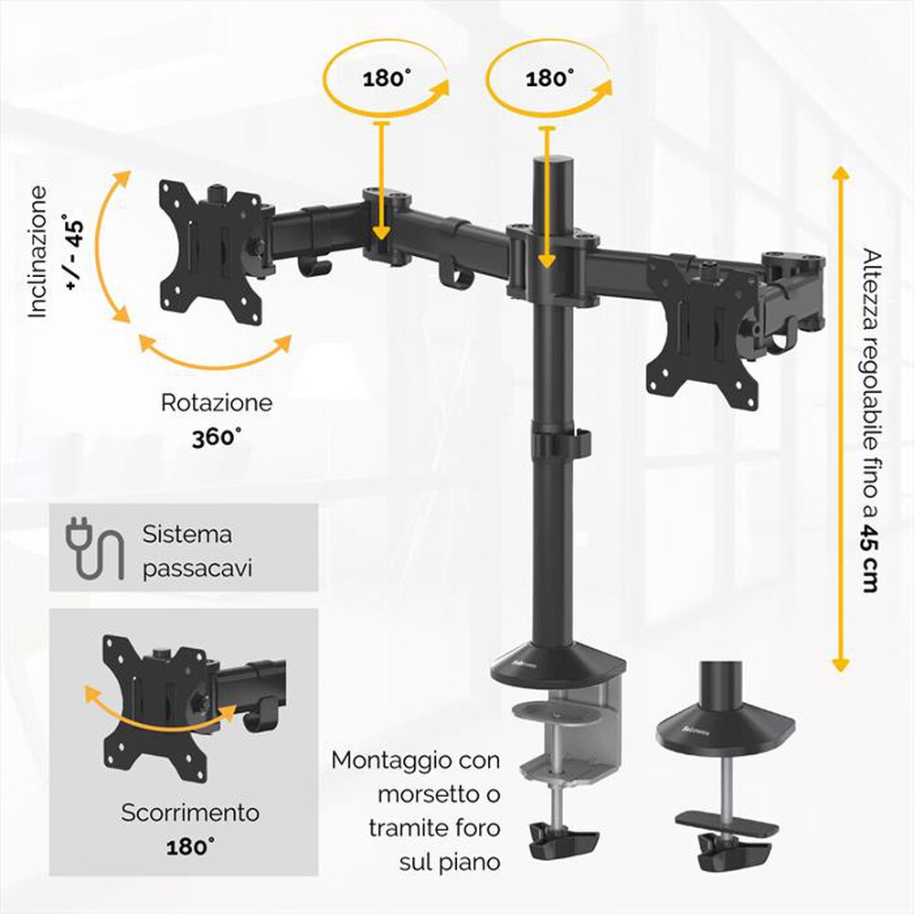 "FELLOWES - BRACCIO MONITOR DOPPIO REFLEX-nero"