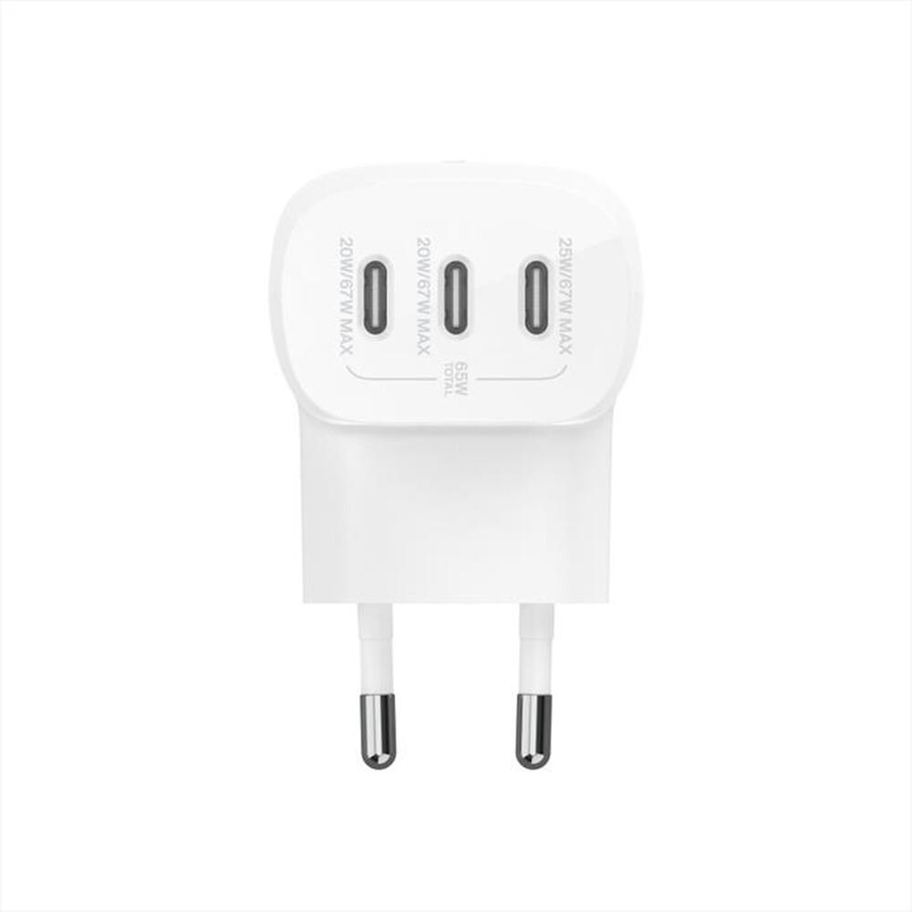 "BELKIN - CARICABATTERIA BOOSTCHARGE DA PARETE A 3 PORTE USB-Bianco"