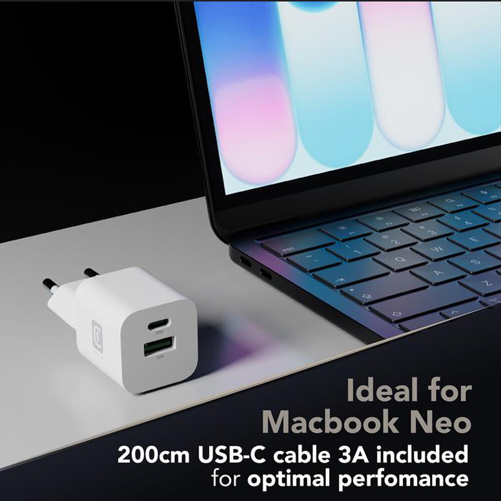 Immagine del prodotto CELLULARLINE - Caricatore GaN 30W Dual USB-A + USB-C-Bianco