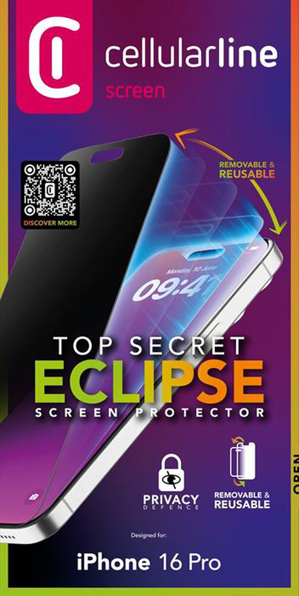 "CELLULARLINE - TOP SECRET ECLIPSE - IPHONE 16 PRO-Transparent"