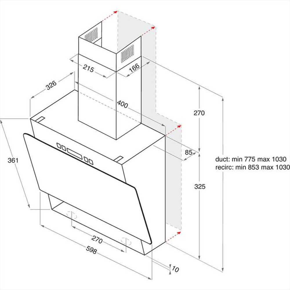 "HOTPOINT ARISTON - Cappa a parete HHVP 6.4F LL K"