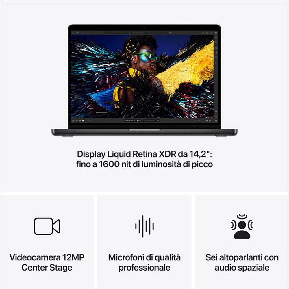 "APPLE - MacBook Pro 14'' M4 Core 10 CPU 10 GPU 512GB-Nero siderale"