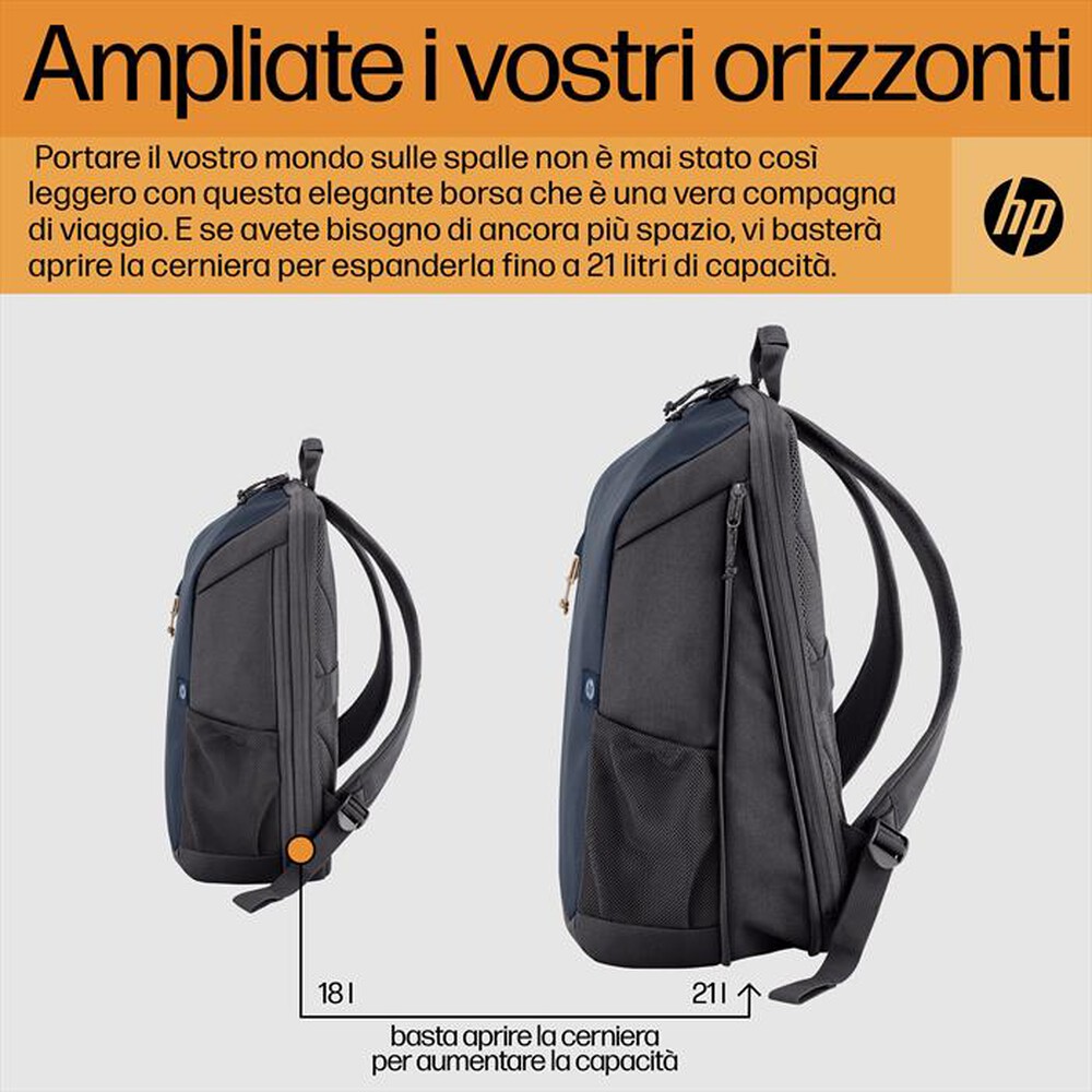 "HP - Zaino 18L TRAVEL 15.6 per laptop HP Travel 15.6-Blue Night"