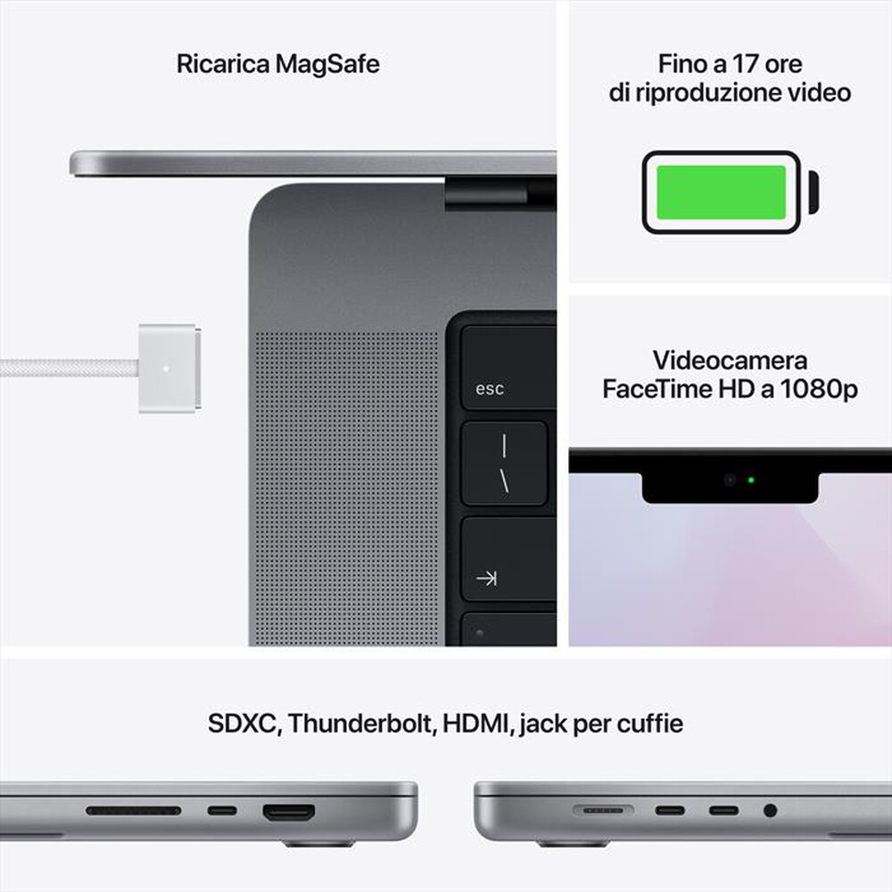 "APPLE - MacBook Pro 14\"  M1 Pro  8-core  14-core 512GB SSD-Grigio Siderale"